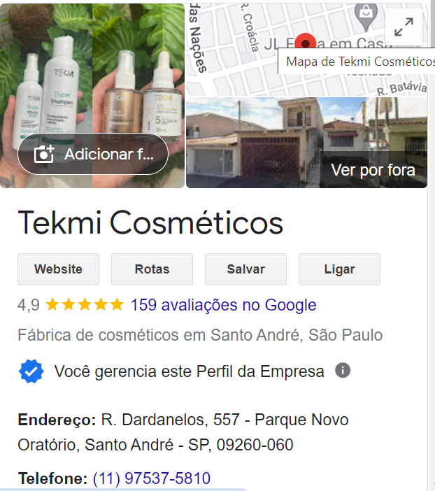 Nota excelente no Google